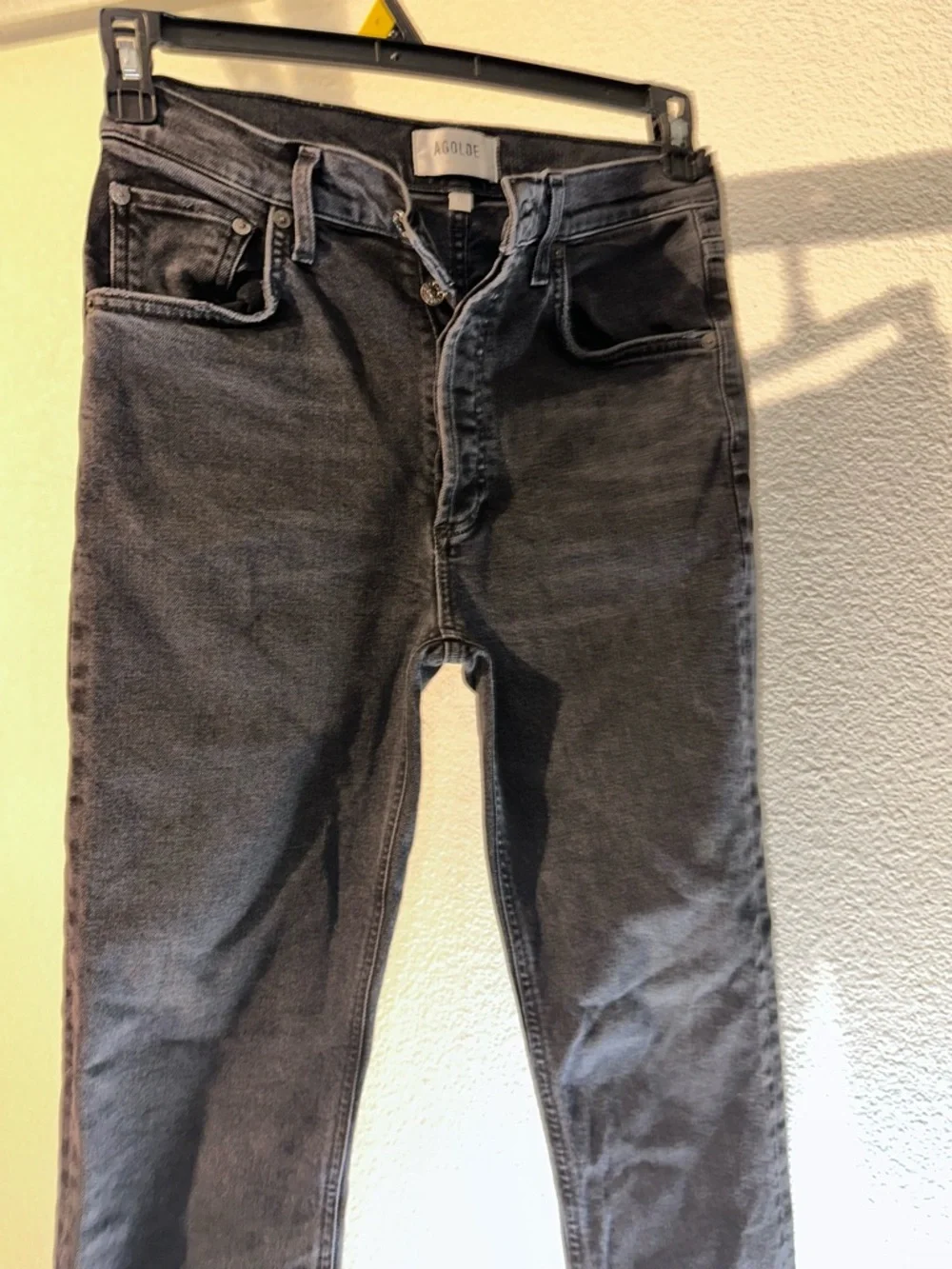 Agolde Washed Black Straight Leg Women's Jeans - Picture 6 of 10